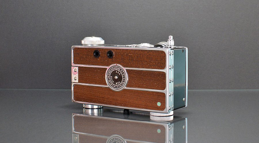 'Mid Century' veneered cameras from Ilott Vintage