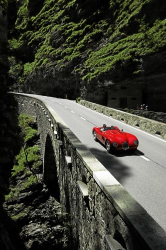 18th BCCM St. Moritz: original Jaguar C-type to start