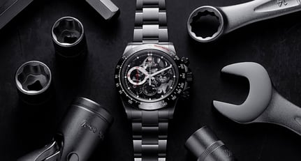 This skeleton Rolex Daytona was customised for Rubens Barrichello Classic Driver Magazine