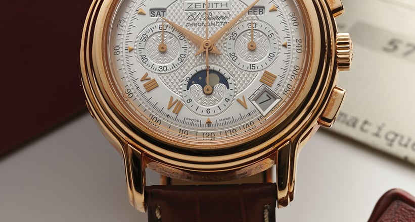 Zenith El Primero 410 Complete Calendar Moonphase Chronograph Rose