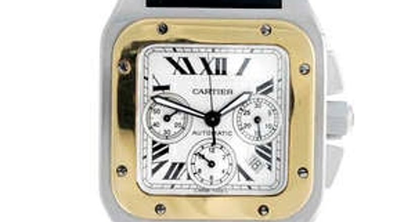 CARTIER a bi metal Santos 100 chronograph wrist watch. Classic