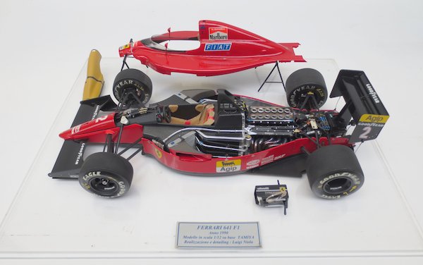 A 1:12 scale custom detailed model of Nigel Mansell's 1990 Ferrari 