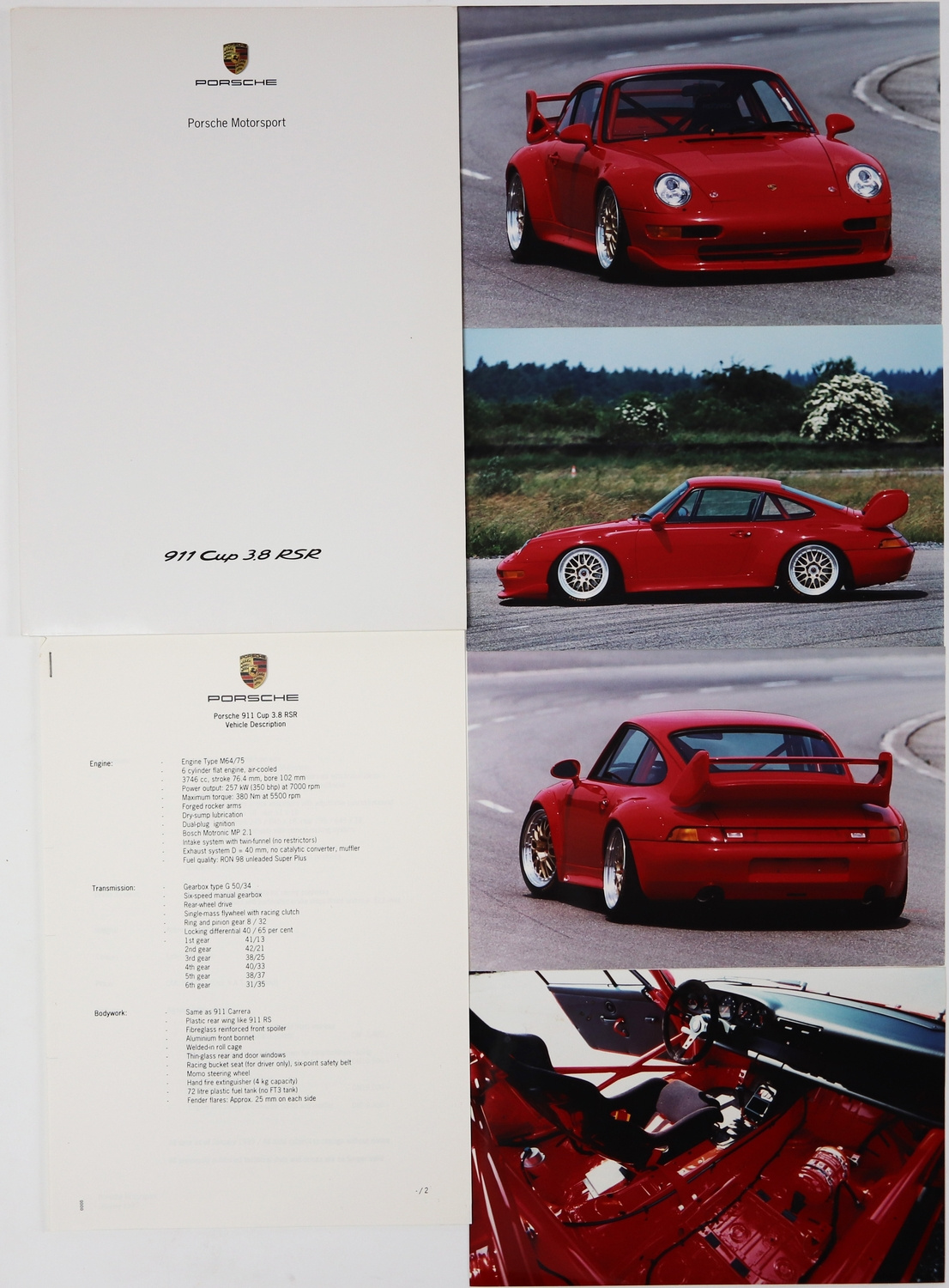 Porsche Press Kit Type 911 Cup 3 8 Rsr From 1997 Classic Driver Market