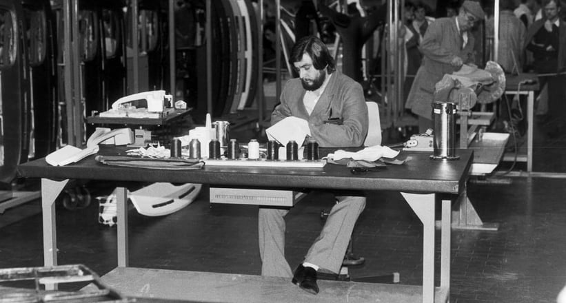 Inside the Porsche saddlery in 1984.