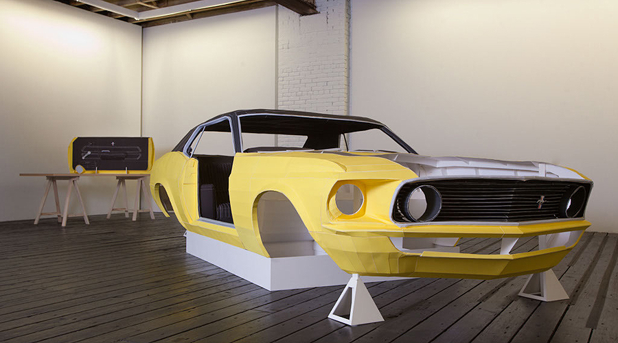One Piece At A Time Artist Recreates 69 Mustang Using Paper