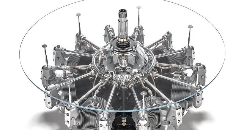 Coffee Table Made With Aircraft Radial Engine Jacobs Engine 7 Cylinders Produced From 1933 1970s Classic Driver Market They are from different eras and may have a slightly different look. aircraft radial engine jacobs engine