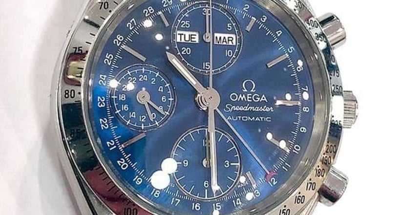 omega speedmaster triple date blue