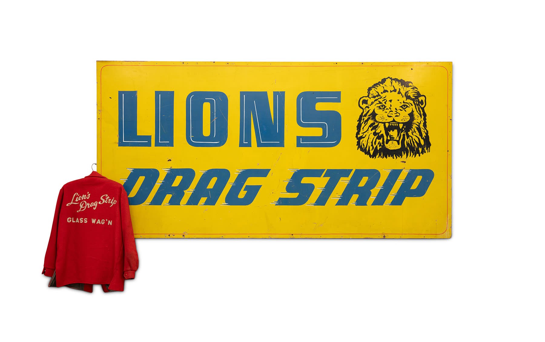 Lions Drag Strip Sign with Glass Wag'n Team Jacket | Classic Driver Market