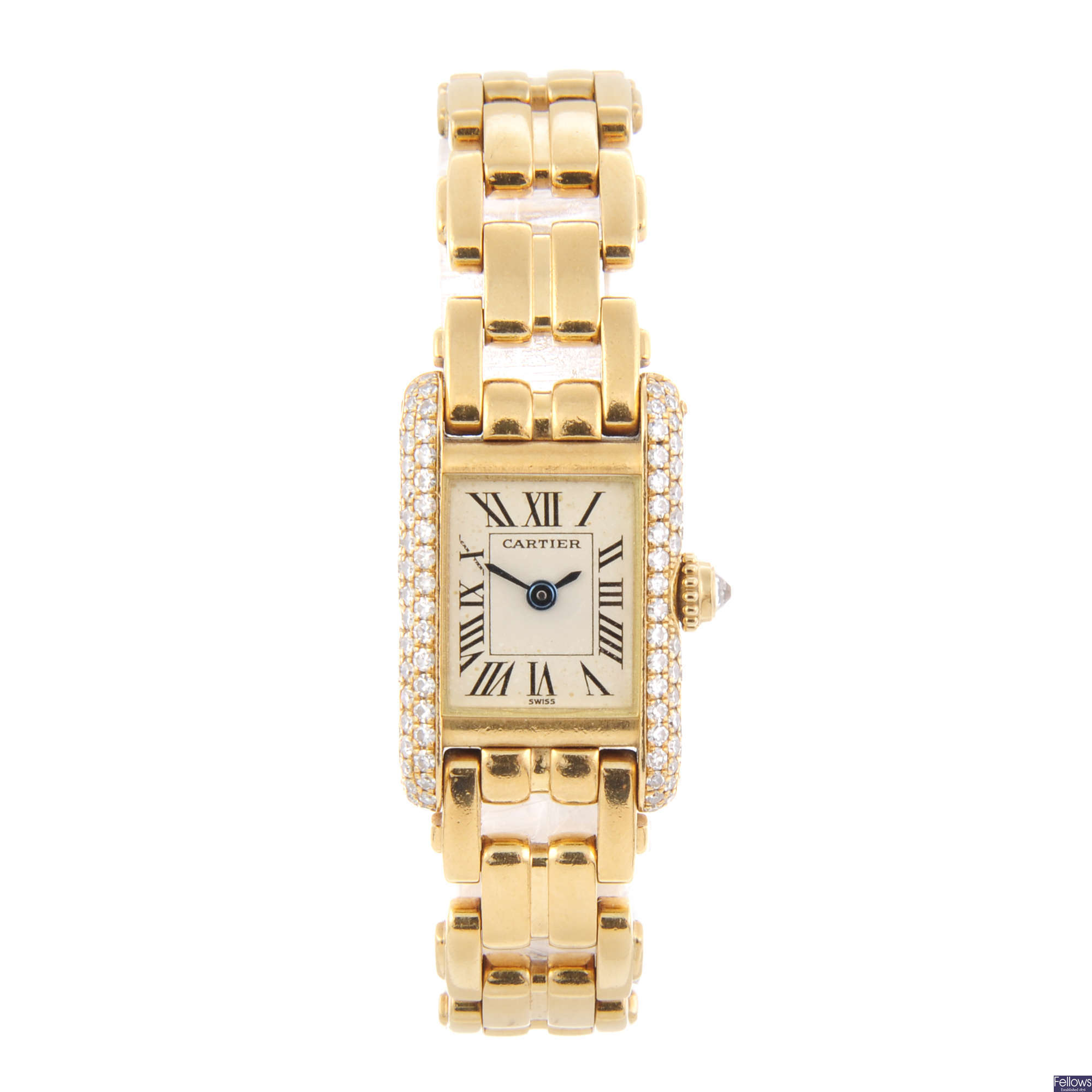 vintage cartier ladies tank 18ct gold strap watch