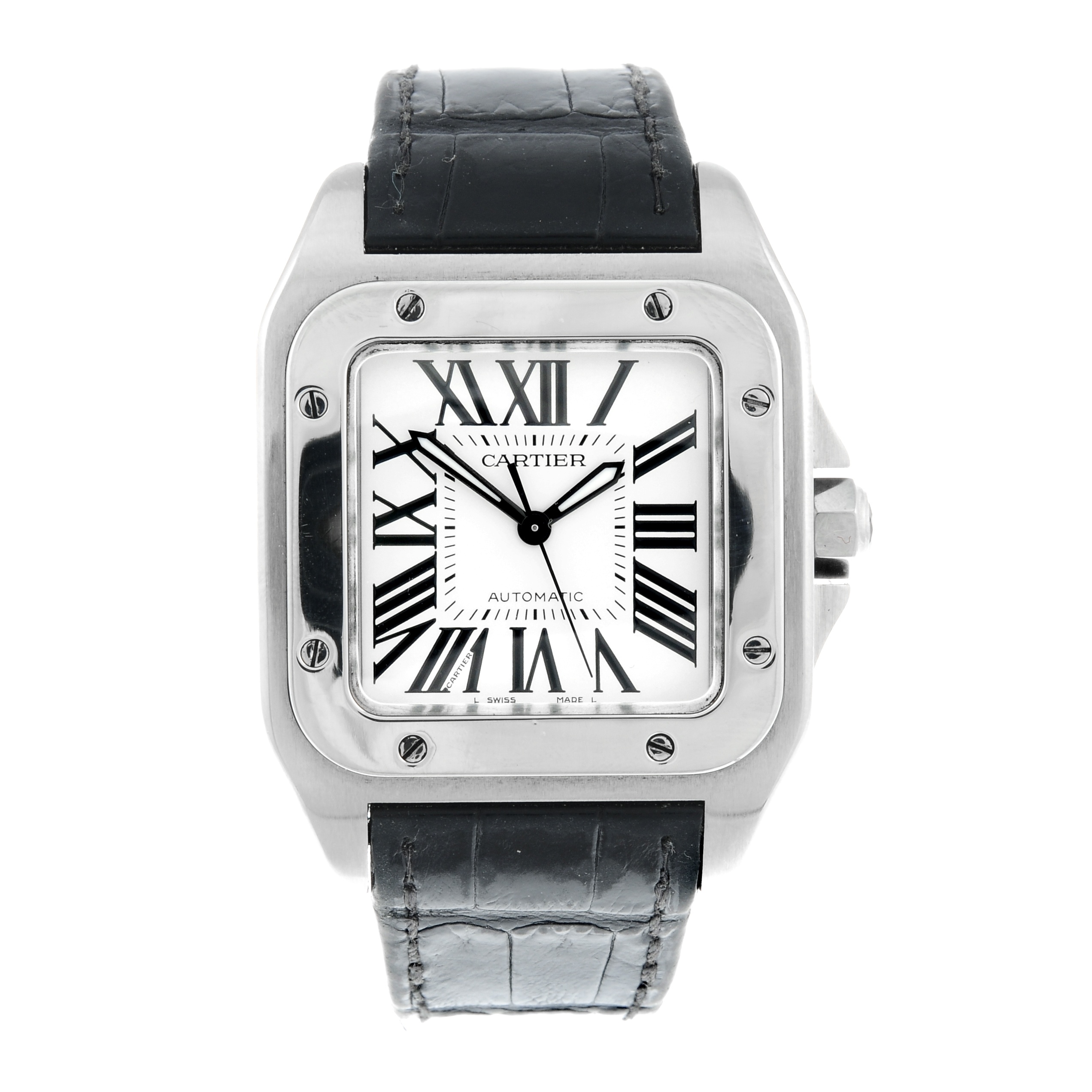 cartier santos 100 stainless steel automatic watch